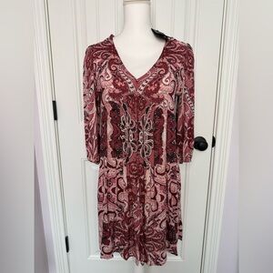 NWT Jane and Delancey Burgundy, Mauve, Pink and Black Paisley Dress